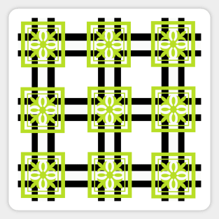 Black and White and Lime Green Pattern Sticker